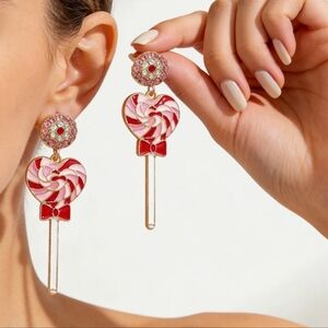 "Sweetest Sparkle" Lollipop Heart Valentine's Day Earrings